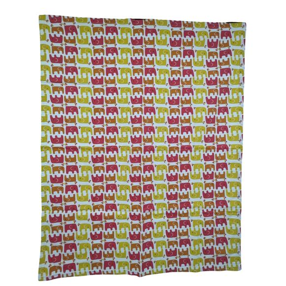 NEW Receiving BABY BLANKET Handmade Cotton 28x36 Colorful Elephants Bows Fabric - Picture 2 of 6